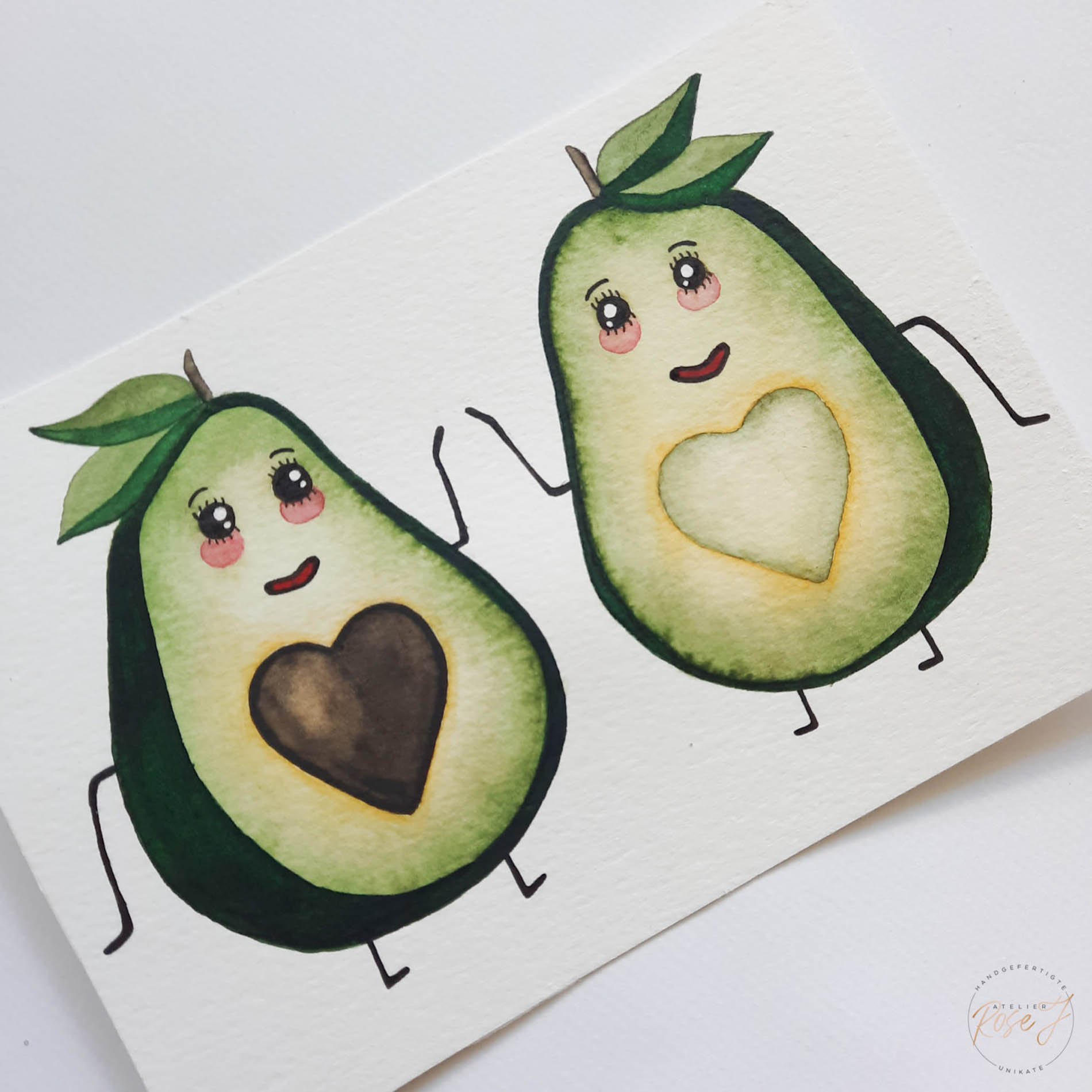 Avocados mit Aquarell gemalt